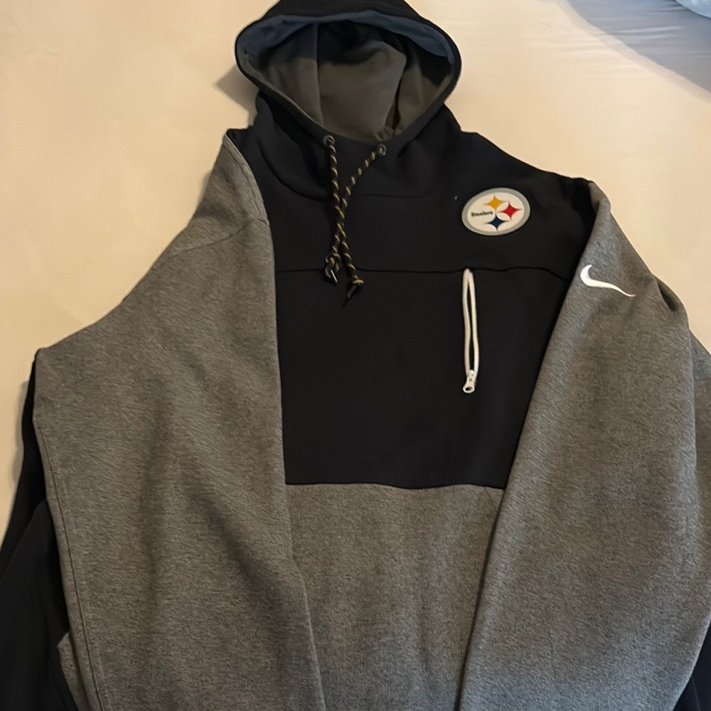 Nike Black and Gray Hoodie with Logo Steelers